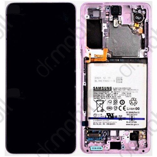 Kijelző Samsung Galaxy S21 (SM-G991) 5G keret + EB-BG991ABY LCD kijelző (érintőkijelző) PHANTOM VIOLET GH82-24716B 
